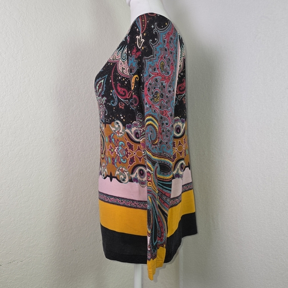 Etro Italy Paisley Print Long Sleeve Top Multicolor Wool Blend Size 40 (US 6) - Picture 3 of 11
